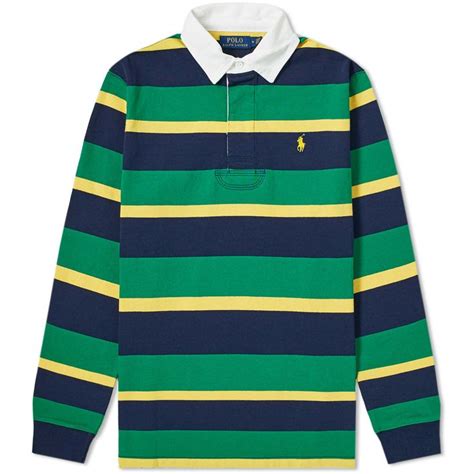 Polo Ralph Lauren Long Sleeve Striped Rugby Shirt In Green Modesens