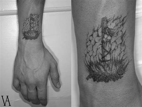 Burning Witch Tattoo Inked On The Right Wrist Neck Tattoo Tattoos