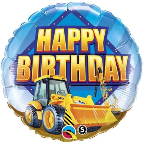 Happy Birthday Foil Construction Zone Balloon Balloon Qualatex