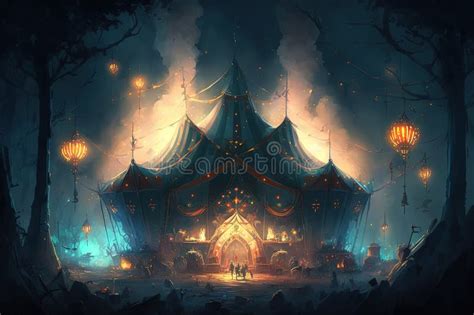 Fantasy Circus Show Concept Art Ai Generative Illustration Stock