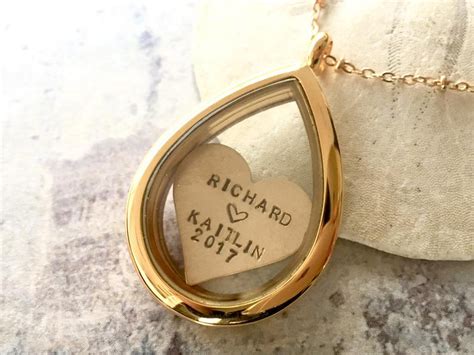 Anniversary Locket Necklace Couple Name Locket Personalized Etsy