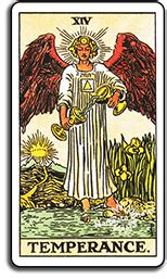 Approach challenges with balance and harmony. Temperance - Tarot Card Meaning From The Universal Waite Tarot Deck | WebAstrologers.com