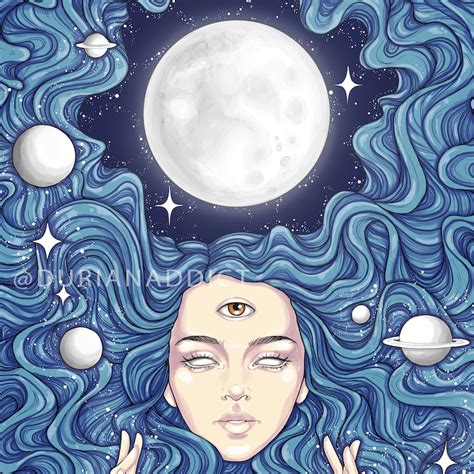 Full Moon Digital Art Print Printable Wall Art Spiritual Etsy