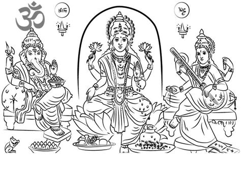 Have fun colouring our colouring pages, by following some simple instructions: Hinduism Coloring Pages Laxmi Ganesh Saraswati Printable ...