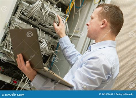 Support Network Service Engineer With Server Computer Equipment Stock