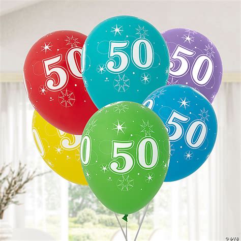 50th Birthday Sparkle 11 Latex Balloon Assortment 6 Pc Oriental