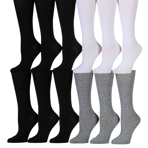 180 Wholesale Womens Solid Color Knee High Socks Black White Gray At