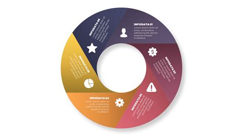 Free Folded Circle 6 Periods Infographic Powerpoint Template Design