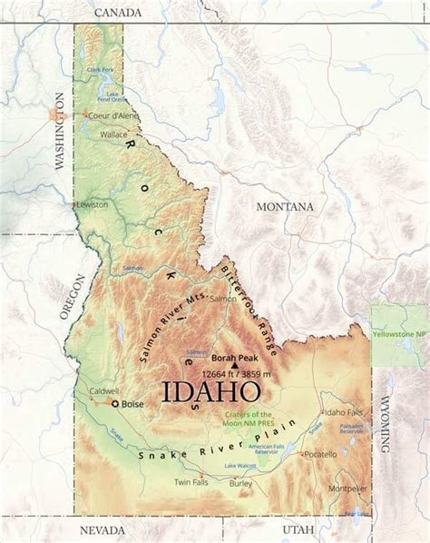 Free Printable Idaho Mountains Map