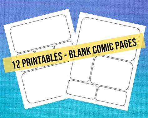 12 Printable Blank Comic Book Pages Callouts Digital Paper Etsy