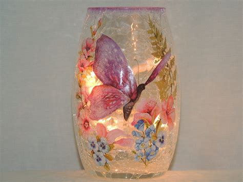 Butterfly Purple Floral Small Lamp Vase Memory Lamps Of Beverly