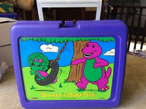Barney And Baby Bop Lunch Box Purple Plastic 1992 The Lyons Group