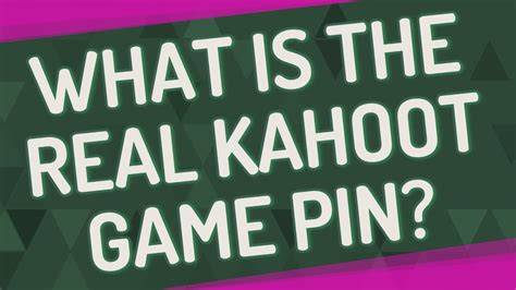 What Is The Real Kahoot Game Pin Youtube