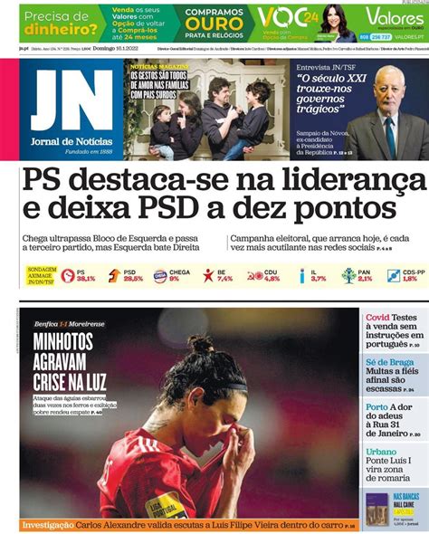 Capa Jornal De Notícias 16 Janeiro 2022 Capasjornaispt