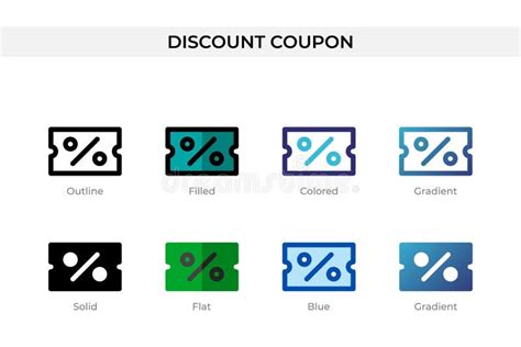 Discount Coupon Icon In Different Style Discount Coupon Vector Icons