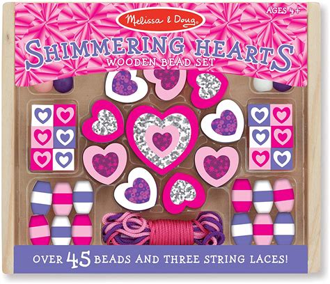 Melissa And Doug Shimmering Hearts Wooden Bead Set Under 5