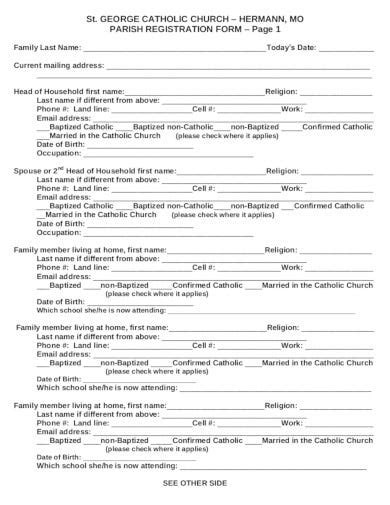 17 Church Registration Form Templates Pdf Doc