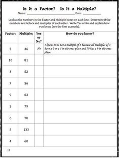 Free Printable Factors And Multiples Worksheets
