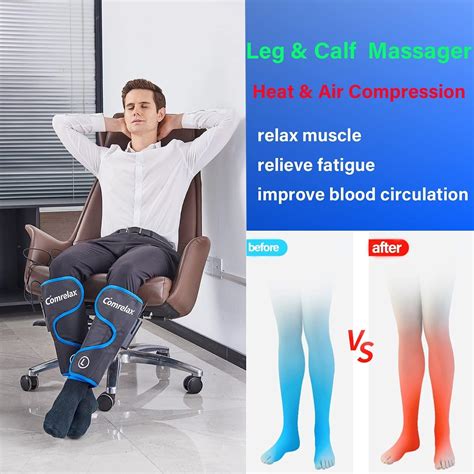 Comrelax Rechargeable Leg Massager With Heat For Circulation Air Compression Pain Relief Calf