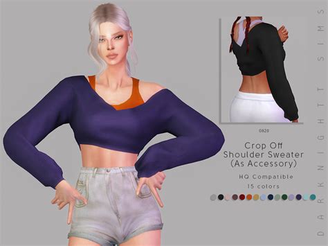 Crop Off Shoulder Sweater By Darknightt From Tsr Sims 4 Downloads
