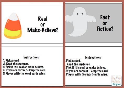 Halloween Fact Vs Fiction Task Cards Free The Autism Helper