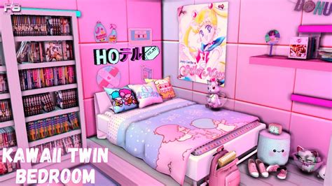 🌸 Kawaii Twin Bedroom Cc And Download Sims 4 Speed Build Youtube