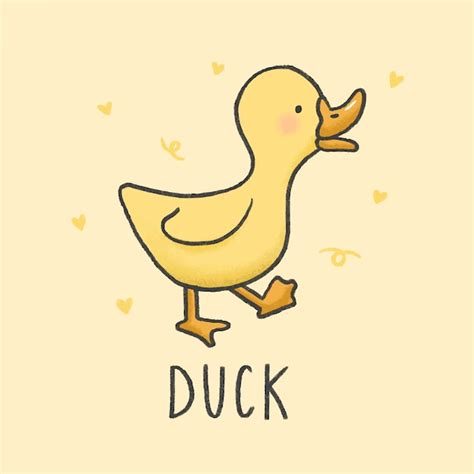 Premium Vector Cute Duck Cartoon Hand Drawn Style