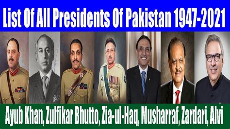 List Of All Presidents Of Pakistan From 1947 To 2021 Pakistans