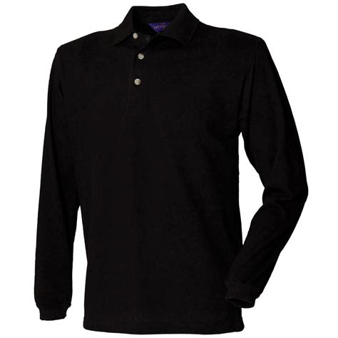 Henbury Long Sleeve Cotton Polo Shirt Your Custom Clothing
