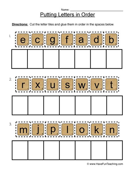 Christmas Abc Order Worksheets Cut And Paste Mamas Letter