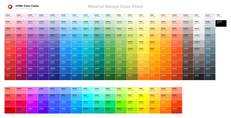 Material Design Color Chart — Html Color Codes