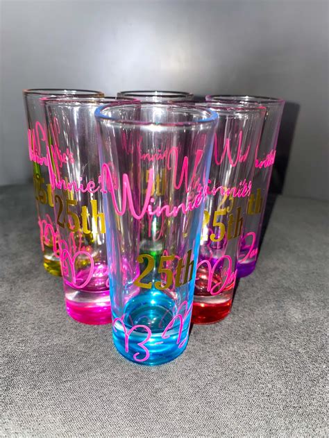 Multi Colored Personalized Shot Glasses Etsy