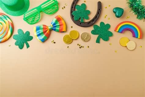 St Patricks Day Holiday Background With Lucky Charms Shamrock And