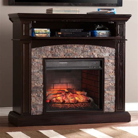 Blackburn Faux Stone Convertible Infrared Electric Fireplace Media