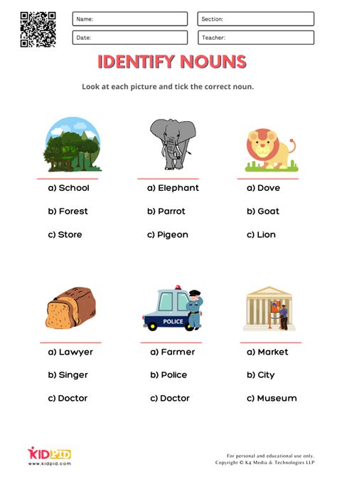 Identify Noun Worksheets For Grade 1 Kidpid