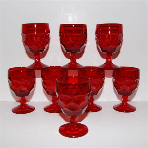 Vintage Viking Georgian Pattern Ruby Red Glass Water Goblets Etsy