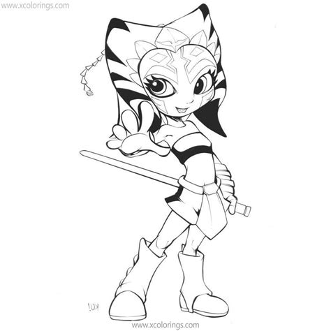 Cartoon Ahsoka Tano Coloring Pages - XColorings.com