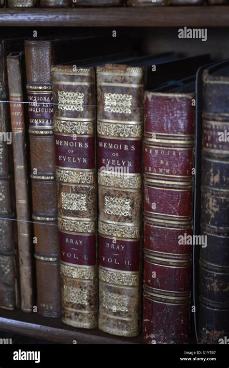 Old Leather Bound Books In Library Stock Photo Alamy