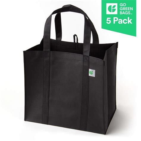reusable grocery bags 5 pack black hold 40 lbs extra large shopping tote heavy ebay