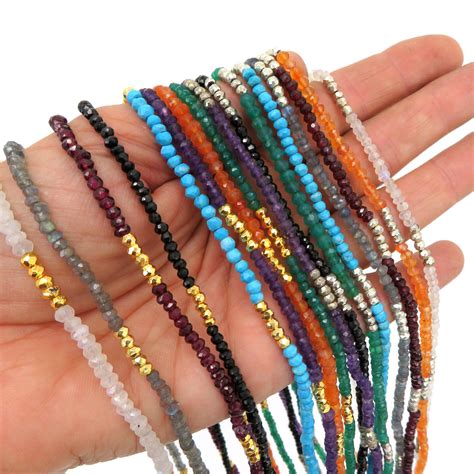 Gemstone Beaded Chain 30 Finished You Choose 3 4mm Stone Beads