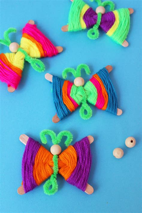 Popsicle Stick Butterflies Yarn Crafts For Kids Craft Stick Crafts