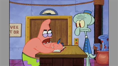 Patrick Star Write His Name During Check In To Hotel Youtube