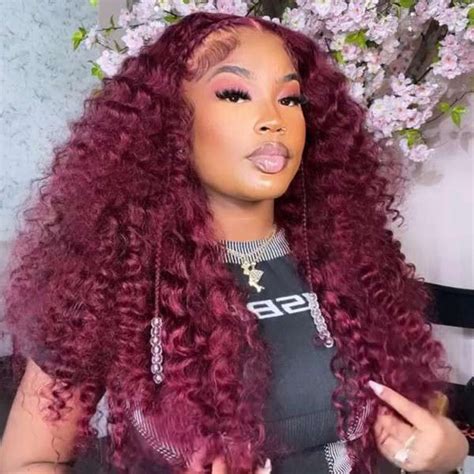 99j Burgundy Deep Wave Lace Front Wigs Customized Pre Colored Deep Weave Hair Supwig