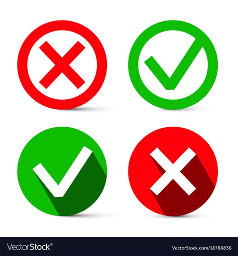 Tick Cross Red And Green Symbols Check Mark Vector Image