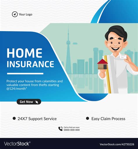 Home Insurance Banner Design Royalty Free Vector Image
