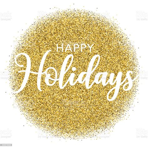 Golden Glitter Happy Holidays Typography On Transparent Background
