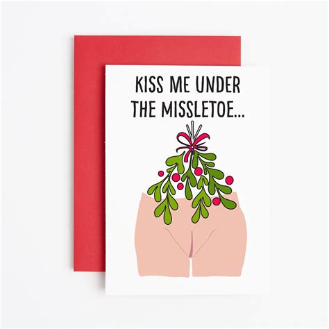 kiss under mistletoe mistletoe card rude christmas card etsy