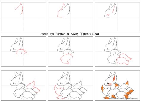 How To Draw A Nine Tailed Fox Step By Step Cute Easy Drawings