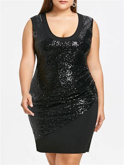 38 Off Plus Size Sleeveless Glitter Sequins Sheath Dress Rosegal