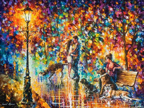 The Park Adventure — Palette Knife Oil Painting On Canvas By Leonid